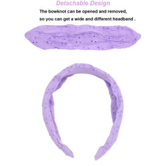 Melbelia bow headband side-adjust purple shows detachable bow option