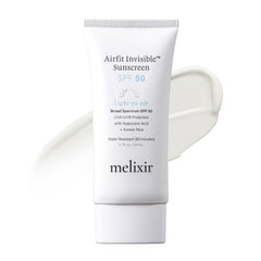 Melixir Airfit bottle closeup showing clear finish and SPF 50 protection