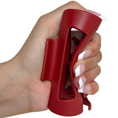 MELLO Original Claw Clip red closeup showing gentle hold and resilient material.