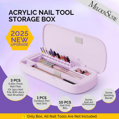 MelodySusie acrylic nail tool storage box compartments illustrate organized nail art gear and quick access