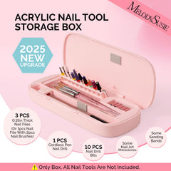 MelodySusie acrylic nail tool storage box open lid showcases quick access compartments