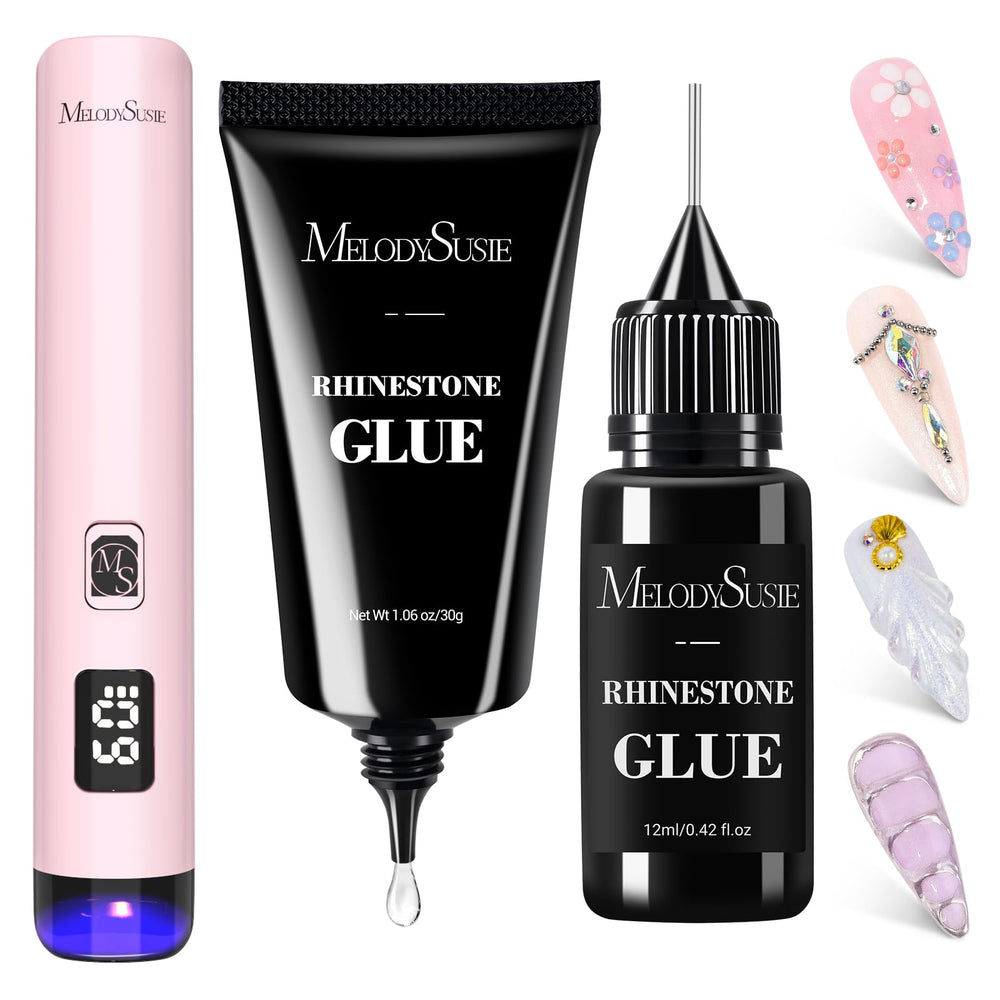 MelodySusie ART01R handheld UV light closeup for rapid gel nail curing at home.