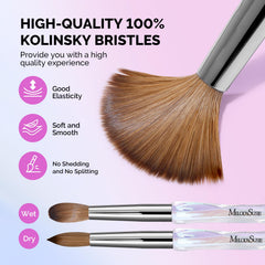 MelodySusie Kolinsky brush ferrule design reduces shedding and boosts durability.