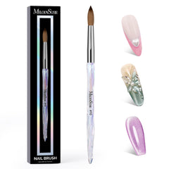 MelodySusie Kolinsky nail brush close-up with premium bristles for precise acrylic pickup.