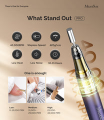 Close-up of 40-speed knob enabling precise nail shaping with MB420G.
