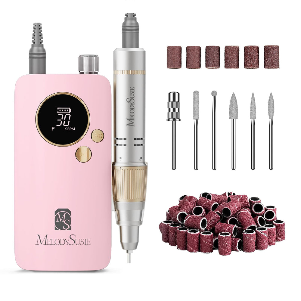 MelodySusie portable nail drill 30000rpm for fast acrylic removal and precise shaping.