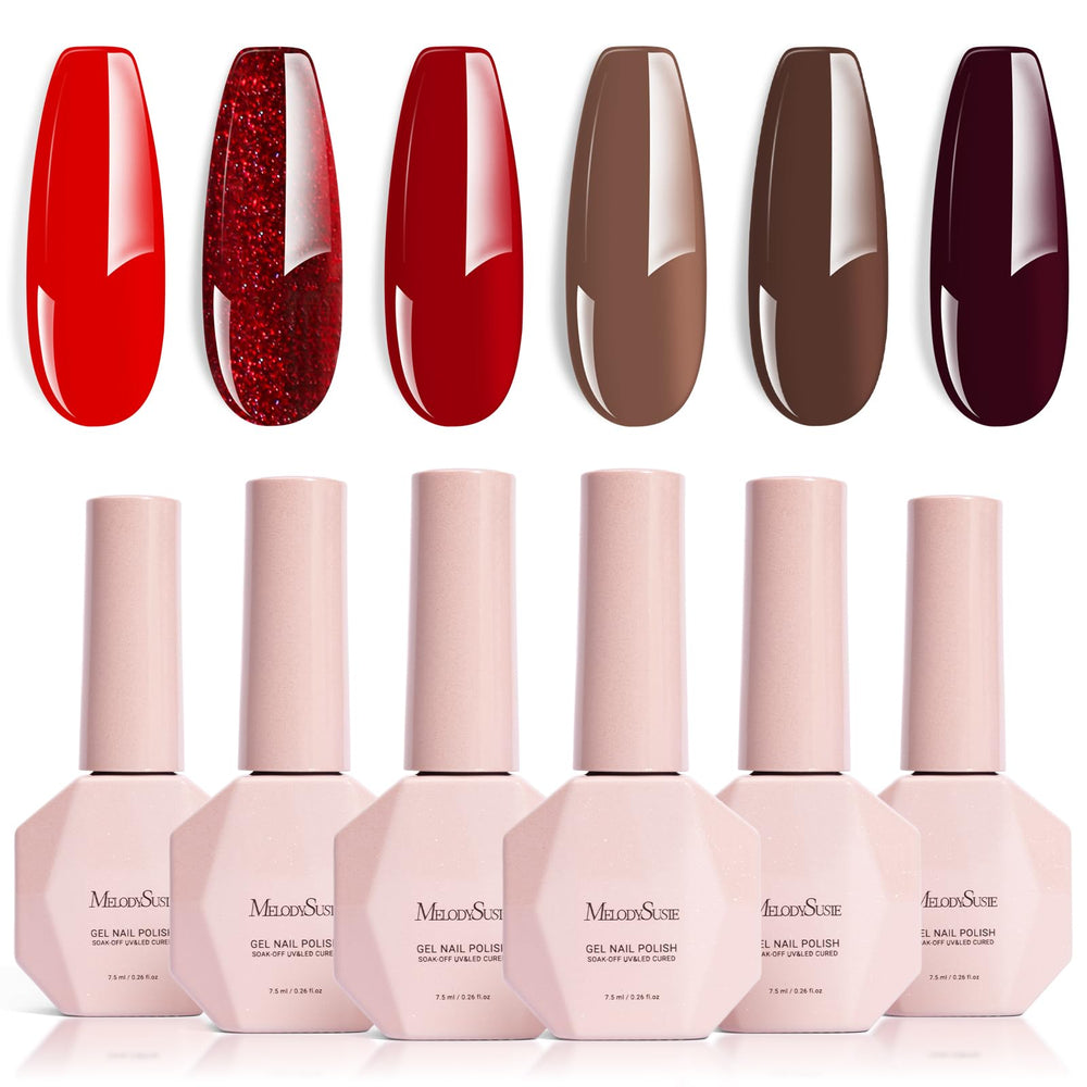 MelodySusie gel nail polish set burgundy swatch for salon-quality color