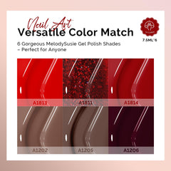 MelodySusie red glitter gel polish swatch with glossy finish