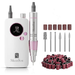 MelodySusie SC320F nail drill on table for precise professional manicures and on-demand portability.