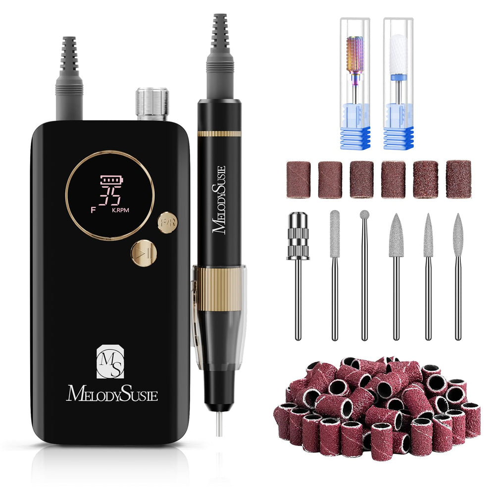 MelodySusie SM200F nail drill on desk illustrates compact home-salon setup