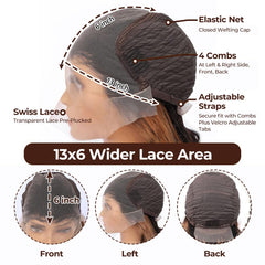 MENGLLE 28in 13x6 ombre lace-front wig density view highlights 200% fullness