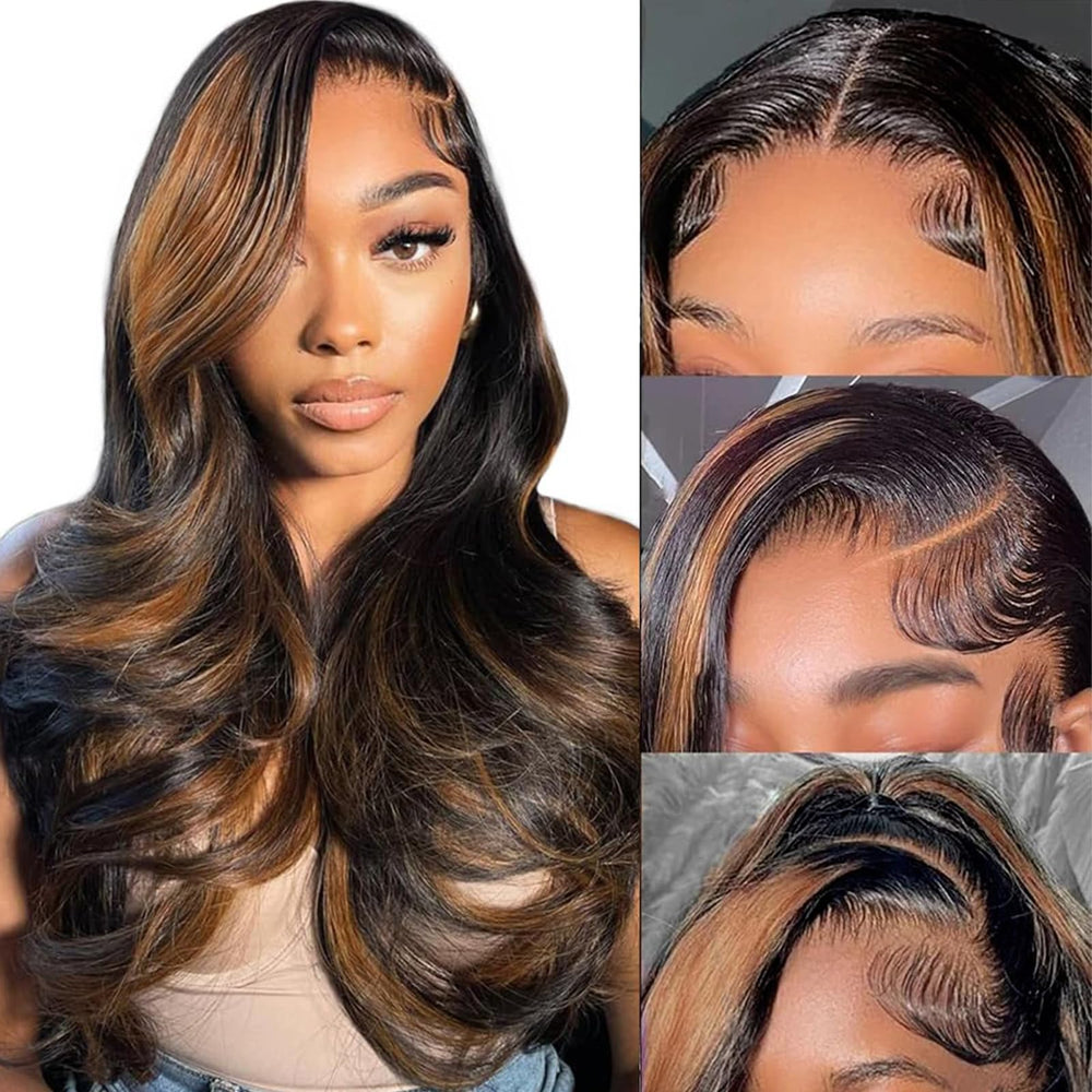MENGLLE 28in 13x6 ombre lace-front wig front view for natural parting and daily styling