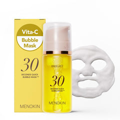 MENOKIN bubble-mask-bright bottle pump shows quick 30-second glow in routine.