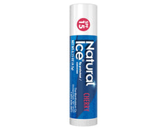 Mentholatum Natural Ice Cherry SPF 15 balm provides SPF protection during sun exposure outdoors.