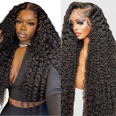 Mepurer deep-wave wig front lace shows natural hairline for versatile styling.