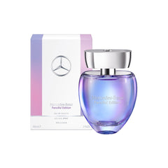 Mercedes-Benz Fanciful EDT with rose note adds refined bouquet for versatile wear.