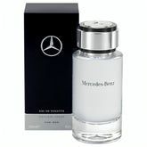 Mercedes-Benz For Men bottle close-up highlighting sleek luxury design