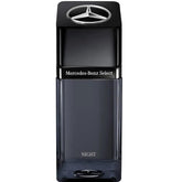 Mercedes-Benz Select Night bottle closeup showing timeless design and premium craftsmanship.