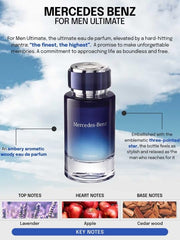 Mercedes-Benz Ultimate bottle with lavender accents emphasizes refinement for daytime elegance