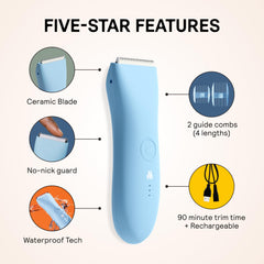 MERIDIAN The Trimmer Original closeup blade reveals a ceramic edge for gentle trims