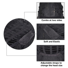 MERISIHAIR long black wig bangs 26in cap-rose-mesh demonstrates breathable comfort for extended wear.