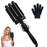 Mermade Hair PRO Waver 1-inch front view delivers sleek black design for beachy waves.