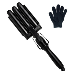 Mermade Hair PRO Waver 3-barrel assembly shows ceramic barrel for smooth styling.