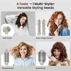 MESCOMB auto-wrap curlers left and right create balanced salon curls.