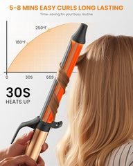 MESCOMB curling iron LED display shows clear heat settings for easy styling