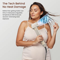 MESCOMB Upgraded 5-in-1 hot air styler right-direction curling barrel for symmetry.