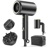 MESHEEN hair dryer folded-handle demonstrates ultra-portable design for travel and easy packing