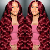 METDIO 99J Burgundy wig front view with natural hairline