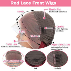 METDIO 99J Burgundy wig lace-front closeup for seamless parting illusion