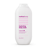 Method Magnolia bottle pour shows easy dispensing for convenient showers.