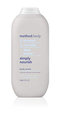 Method Simply Nourish lather closeup highlights creamy rice milk texture.