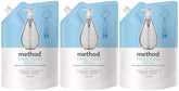 Method Gel Hand Soap Refill Sweet Water bottle pour demonstrates easy refilling to reduce plastic waste