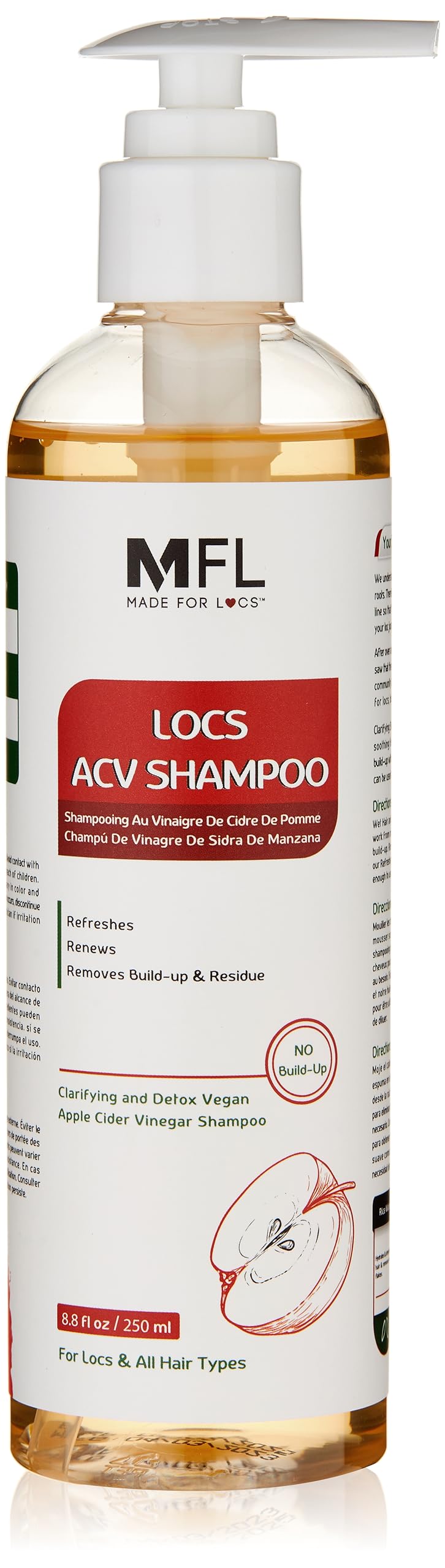 MFL Made For Locs apple cider vinegar shampoo bottle offering deep cleanse for locs