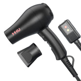 MHU mini blow dryer ceramic ionic 1000W with sleek black body for travel styling.