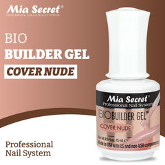 Mia Secret Bio Builder Gel Cover Nude being applied over a nail form for precise coverage.