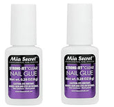 Mia Secret brush-on clear nail glue bottle for fast-drying, durable manicures.