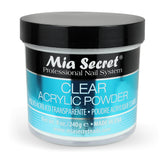 Mia Secret Clear Acrylic Powder packaging showcases USA-made quality for reliable results.