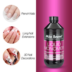 Mia Secret liquid monomer non-yellowing formula preserves natural nail color