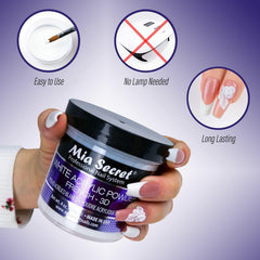 Mia Secret White Acrylic Powder 2oz used for 3D decor and sculpting on nails.