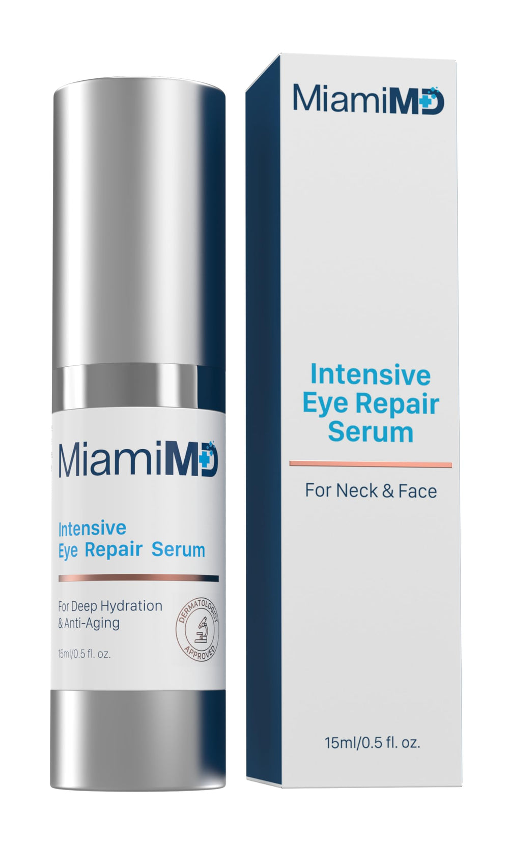 MiamiMD Eye Serum bottle closeup highlighting a premium anti aging formula for brighter eyes