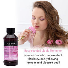 Mia Secret Rose Scented Monomer label emphasizes professional-grade quality and safety.