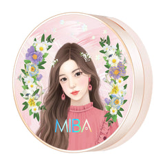 MIBA Ion Calcium Foundation Double Cushion open compact shows long-lasting coverage.