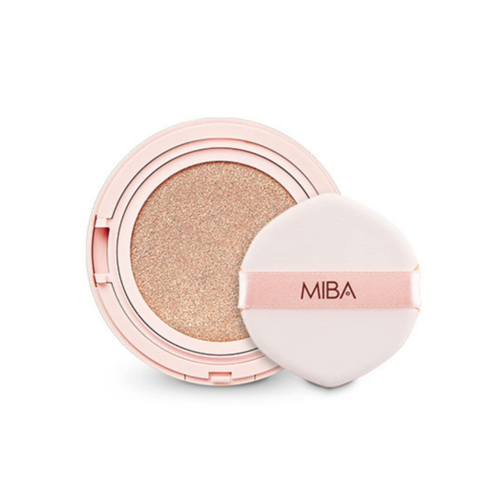 MIBA Season 2 full-coverage cushion foundation front view with SPF50+ for instant coverage.