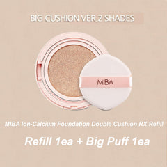 MIBA Season 2 refill 23g showing large capacity with mirror and puff for touch-ups.