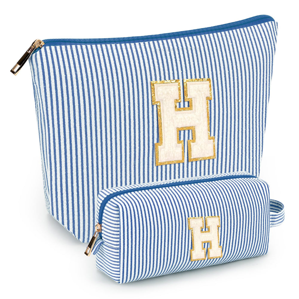 Mibasies 2-pcs initial makeup bags bundle front view for organized travel storage