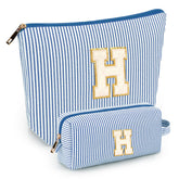 Mibasies 2-pcs initial makeup bags bundle front view for organized travel storage